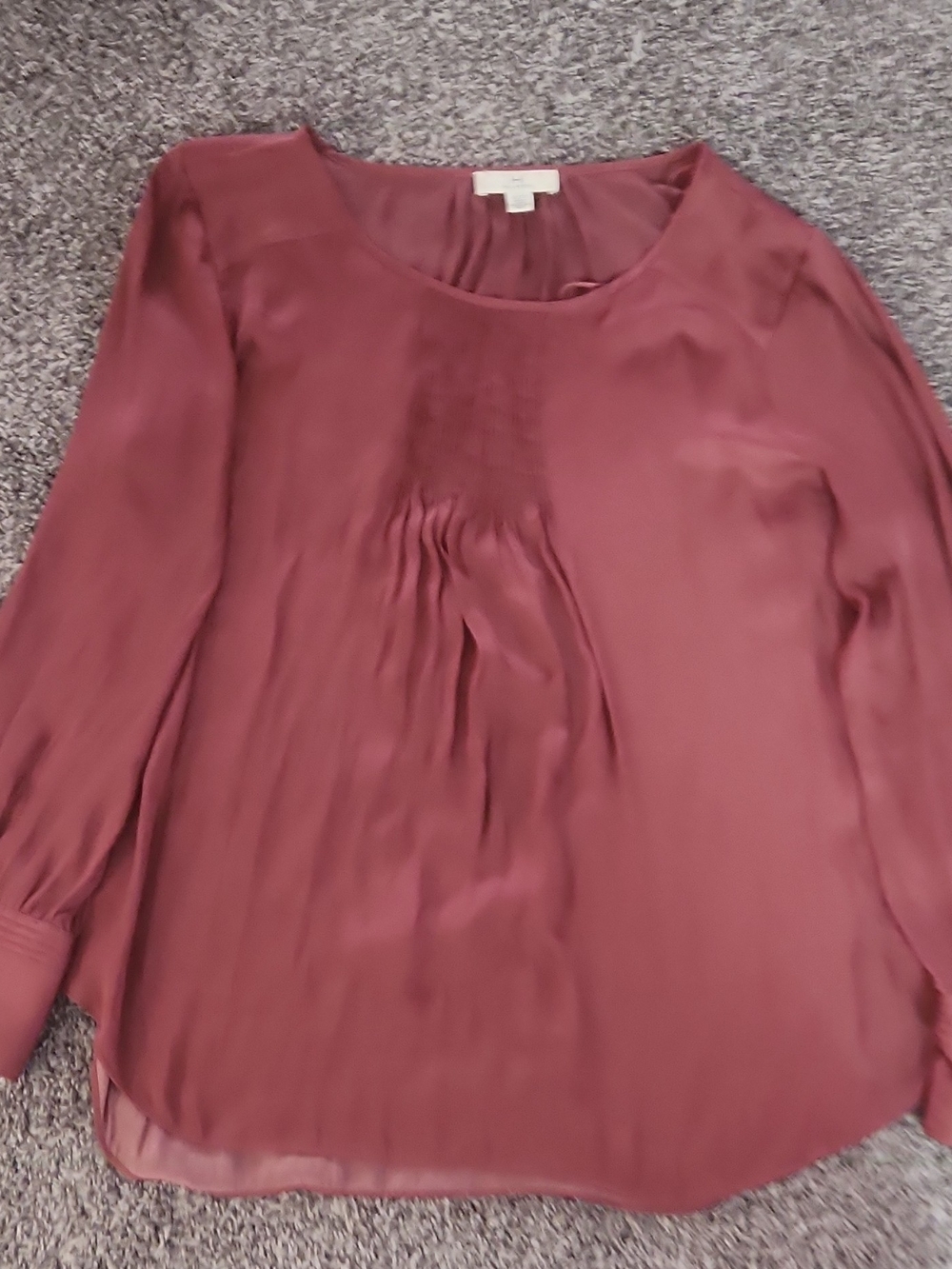 Halston Pleated Long-Sleeve Blouse in Dusty Rose